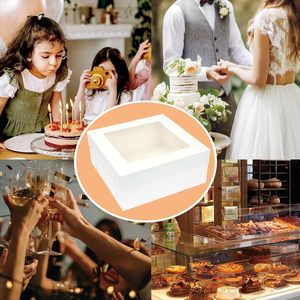 กล่องเค้กขนาด 16x16x6 นิ้ว สีขาว กล่องใส่<span class=keywords><strong>ขนม</strong></span>อบสำหรับเค้ก คัพเค้ก คุกกี้ พาย ของว่าง ของชำร่วยสำหรับงานปาร์ตี้ - Product Image 6