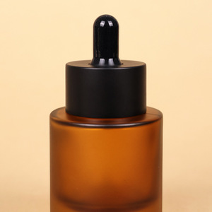 Amber Glass <b>Dropper</b> <b>Bottle</b> 30-50ml Flat Shoulder Recyclable Custom Logo Printing - Product Image 1