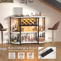 Cocina Comedor Mesa de suelo independiente Soporte de vidrio de licor Estante de vino Almacenamiento Gabinete de barra de café de metal de 4 niveles