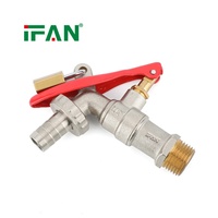 Robinet de puisage IFAN en laiton verrouillable avec cadenas et levier rouge pour usage extérieur