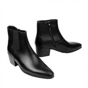 Nouvelles Bottes Chelsea pour Hommes Automne-Hiver, Mode, Fermeture Éclair Latérale, Talon à Bride, Semelle Intermédiaire en PU, Tige en PU, Antidérapantes, Confortables - Product Image 2
