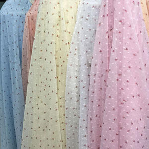 Ширина 150 см в горошек Вышивка шифоновая ткань с цветочным принтом сетчатая вуаль Тюлевая кружевная ткань для платья юбка - Product Image 6