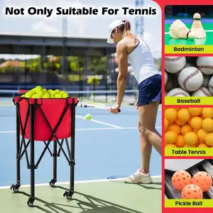 सस्ती कीमत पोर्टेबल टेनिस बॉल टोकरी, हल्के टेनिस बॉल कार्ट, पहिए हुए बेसबॉल टेनिस बॉल कैडी