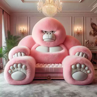 Canapé-lit de luxe design en forme de gorille ou d'ours King Kong, personnalisation AI des meubles, personnalité unique