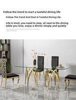 Vente en gros d'ensemble Tables de cuisine de salle à manger à haute brillance table et chaises de luxe en or 8 places