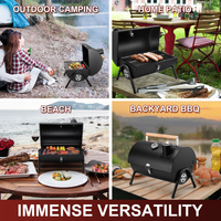 Barbecue à charbon de bois portable moderne, surface de cuisson antiadhésive, dispositif de sécurité contre les flammes, matériau en fer, barbecue d'extérieur, fournitures de jardin