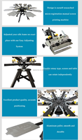 Machine d'impression textile manuelle pour t-shirts, 4, 6 ou 8 couleurs, avec micro-registre