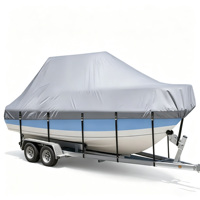 Housse de bateau remorquable à console centrale avec T-Top, double aération, anti-déchirure, coutures renforcées, imperméable et résistante aux UV