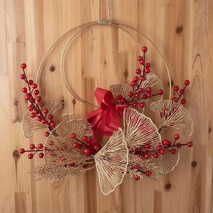 Guirlande du Nouvel An Chinois CallaFloral à Double Anneau, Fleurs Artificielles, Baies Rouges, Feuilles Dorées, Décoration Maison et Mariage CF01058 - Product Image 1