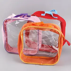 Organizador de viaje de pvc transparente para mujer, bolsa bonita con cremallera, embalaje de maquillaje