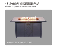 Table de repas rectangulaire en osier de style moderne TG avec foyer au gaz pour jardin, patio, hôtel ou parc