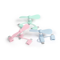 Ventilateur portable 3-en-1 pour iPhone, Android et Type-C, mini ventilateur pour téléphone portable, idéal pour les cadeaux promotionnels