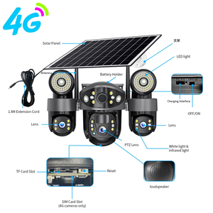 Cámara <span class=keywords><strong>de</strong></span> Seguridad Solar 4G HD con 3 Lentes, Cámara IP Wifi, 8000 mAh, Detección Humana PIR, Luces LED, Visión Nocturna, V380 PRO, Gran Angular, PTZ - Product Image 1