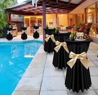 Jupe de table de Cocktail de couleur noire et blanche, couverture de table ronde élastique, hôtel de mariage, banquet en plein air, nappe en spandex de 30 pouces