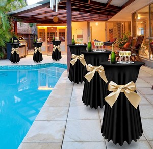 Jupe de table de Cocktail de couleur noire et blanche, couverture de table ronde élastique, hôtel de mariage, banquet en plein air, <span class=keywords><strong>nappe</strong></span> en spandex de 30 pouces - Product Image 6