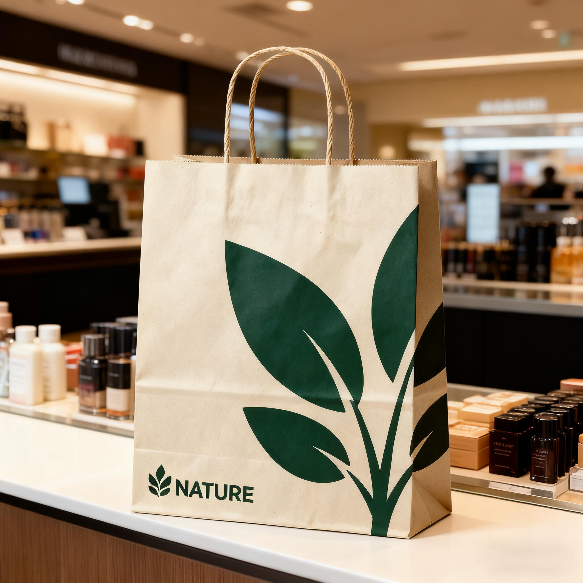 gift bags kraft paper with leaves