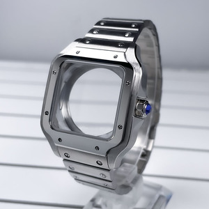 Boîtier de montre carré 38 mm NH35 en acier inoxydable noir et or, pièces de modification SKX, accessoires compatibles avec les mouvements Santo NH35/NH36 - Product Image 2