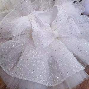 Robe de princesse blanche automne 2024 haut de gamme Sequin Bow <span class=keywords><strong>Pompadour</strong></span> robe fête d'anniversaire pour enfants soirée - Product Image 3