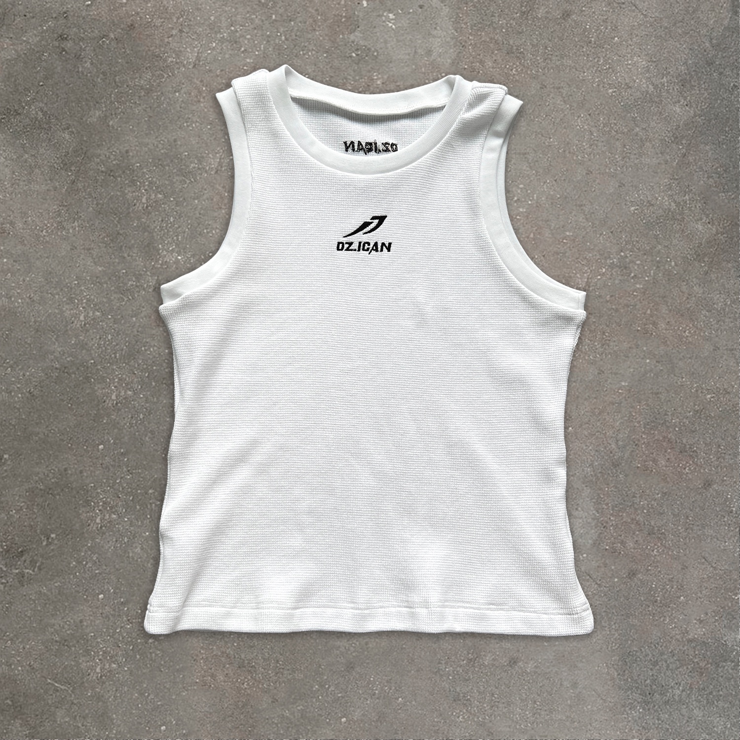 QIANSHI Custom Embroidery Waffle Cotton Sleeveless T Shirt Muscle Stringer Fitness Tank Top Men Tight Ribbed Gym Running Vest