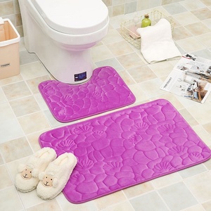 2Pcs Modern Bathroom Mat Set U Shape Bathroom Carpet Toilet Mat Non-Slip <strong>Badmat</strong> Water Absorbent Bath Mat - Product Image 2