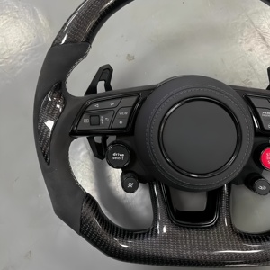 Avec bouton de démarrage <span class=keywords><strong>S</strong></span>-<span class=keywords><strong>Line</strong></span> Demi-volant en cuir de carbone pour <span class=keywords><strong>Audi</strong></span> Q8 SQ8 A3 A4 B9 A5 B8 A6 C7 A7 S3 S4 RS3 RS5 RS7 RS6 C8 - Product Image 4