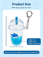 Mini porte-clés mignon en forme de dauphin, style dessin animé, décoration de tasse de thé Boba, figurine animale flottante en acrylique, matière plastique océanique