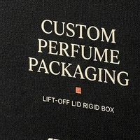 Boîte à parfum rigide noire de luxe personnalisée et écologique en deux parties avec couvercle relevable et insert ajusté pour emballage cosmétique et de parfums