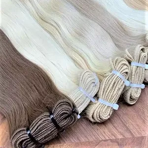 Russian Thin Invisible Genius Weft Hair Extensions Double Drawn Human Hair Genius Weft