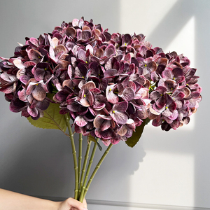 Flores Artificiales de Hortensia de Seda <span class=keywords><strong>Baratas</strong></span> de Fábrica M-1024, <span class=keywords><strong>Hortensias</strong></span> Moradas, Blancas y Azules para Decoración del Hogar, Bodas y Fiestas - Product Image 4
