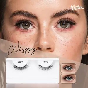 Natural Curly Hollow Materia Full Strip Eyelashes Private Label Super Light And Soft 3D Effect Eyelash Lash
