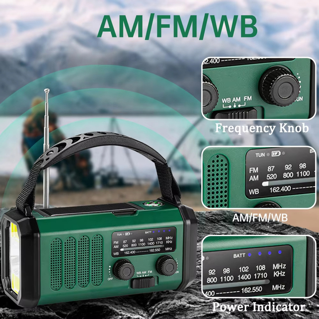 10000mAh Emergency Radio FM/AM/NOAA Solar Hand Crank Dynamo Radio Flashlight SOS Alarm Power Bank