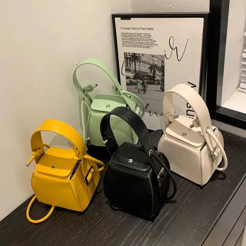 Fashionable Yellow Popular Crossbody Leather Purse Handbag Women Sling Bag Square Unique Clutch Shoulder bag