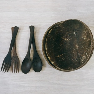 ชามกะลามะพร้าวธรรมชาติเป็นมิตรต่อสิ่งแวดล้อมทำจากกะลามะพร้าวและช้อนเวียดนาม - Product Image 5