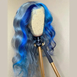 Parrucche anteriori in pizzo umano di colore <span class=keywords><strong>blu</strong></span> <span class=keywords><strong>blu</strong></span> all'ingrosso non trasformate <span class=keywords><strong>parrucca</strong></span> <span class=keywords><strong>blu</strong></span> peruviana per capelli umani 40 pollici <span class=keywords><strong>parrucca</strong></span> <span class=keywords><strong>lunga</strong></span> onda del corpo <span class=keywords><strong>blu</strong></span> - Product Image 3