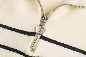 Stripe Knit Fashion <strong>Women</strong> Sweater Long Sleeves Knit <strong>Jumpers</strong> Stand Collar Casual Outdoor <strong>Half</strong> <strong>Zip</strong> Sweater - Product Image 6