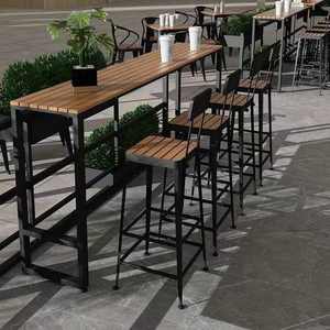 MORE DESIGN Muebles <span class=keywords><strong>de</strong></span> balcón baratos Parte superior <span class=keywords><strong>de</strong></span> <span class=keywords><strong>madera</strong></span> pata <span class=keywords><strong>de</strong></span> metal Rectangular Piscina <span class=keywords><strong>Patio</strong></span> Jardín <span class=keywords><strong>de</strong></span> <span class=keywords><strong>madera</strong></span> <span class=keywords><strong>Bar</strong></span> Comedor Mesa al aire libre - Product Image 2