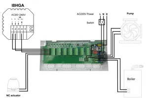 HY525 Système de chauffage par le sol à eau 3A Smart WiFi <span class=keywords><strong>Thermostat</strong></span> Chauffage central Centres de câblage Hub Contrôleur Actionneurs pour <span class=keywords><strong>chaudière</strong></span> à <span class=keywords><strong>gaz</strong></span> - Product Image 6
