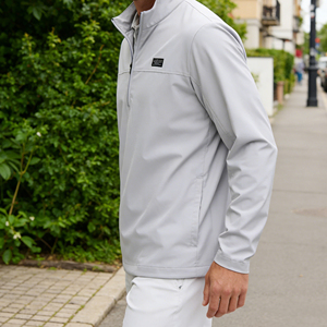 Polo de Manga Larga Estilo Ejecutivo al por Mayor con Cierre de Cremallera, Color Sólido, Logotipo Personalizado, Polo Casual de Negocios para Hombre - Product Image 5