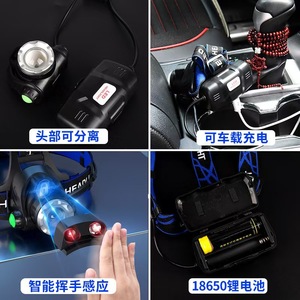 Linterna Frontal LED Recargable con Enfoque Ajustable, Luz Potente para Exteriores, Camping, Pesca, Lámpara para Casco - Product Image 5