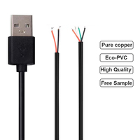 Grosir 5V USB 2.0 A pria untuk membuka Stripped Bare 2pin 4pin kabel ujung Pigtail USB C kabel pengisi daya untuk lampu LED cahaya Strip