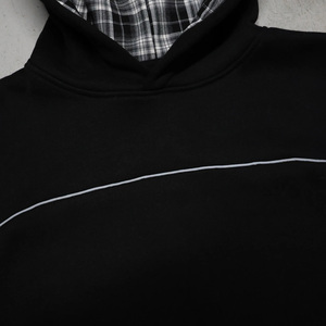 Sweat à capuche ample avec doublure réfléchissante personnalisée, poche kangourou sur le devant, bordures et ourlet côtelés, coupe courte, sweat à capuche de survêtement graphique - Product Image 6