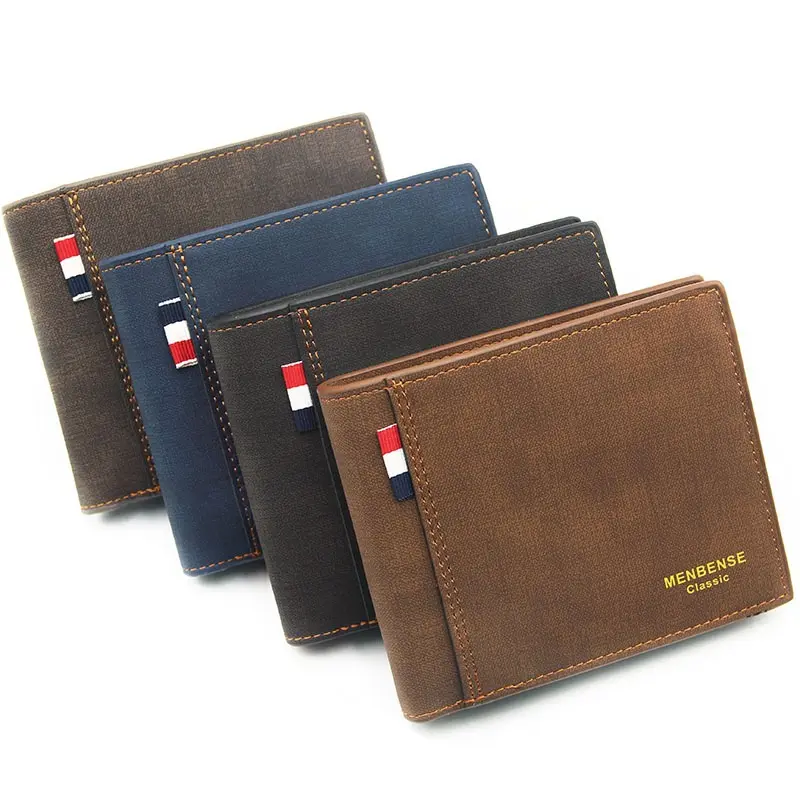 2022 New Men's Wallet Luxury Coin Purses Business Purse Leather Foldable Card Holder Frosted Multi-card Wallet