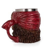 Mug en résine 3D Crâne de pirate 300 ml personnalisé en gros avec mug à bière créatif en acier inoxydable pour cadeaux fantaisie et décoration d'Halloween