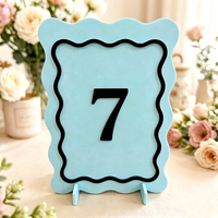 Numéros de table de mariage modernes et écologiques en forme de vague, personnalisés, en acrylique blanc et or miroir, pour réceptions et événements