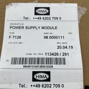 โมดูลจ่ายไฟ HIMA F7126 980000111 สำหรับใช้งานในอุตสาหกรรม - Product Image 1