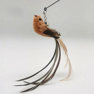 Jouet interactif pour chat en forme de dessin animé, réaliste, avec plumes, ventouse puissante, longue baguette flexible, têtes de remplacement d'oiseaux détachables, automatique - Product Image 2