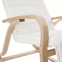 Fauteuil à bascule de loisirs moderne en bois massif avec structure en fer réglable et assise en tissu confortable pour salon
