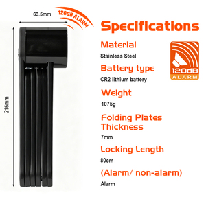 Accessoires HANEX Antivol Sécurité Moto Scooter Vélo Pliable Verrouillage Pliable <span class=keywords><strong>Alarme</strong></span> 120db - Product Image 1