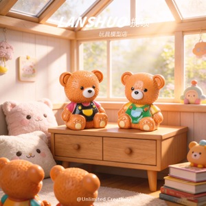 Oso de Peluche Sentado, Decoración en Miniatura, Adorno de Resina Plástica para Escritorio, Decoración de Dormitorio, Paquete de Varias Piezas - Product Image 4