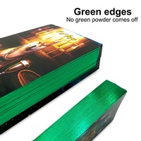 Cartes de tarot personnalisées avec bordure verte, boîte à couvercle rabattable, jeu de tarot de luxe, impression personnalisée, fournisseur en gros